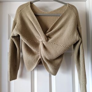 Reversible Beige/Tan Cropped Sweater